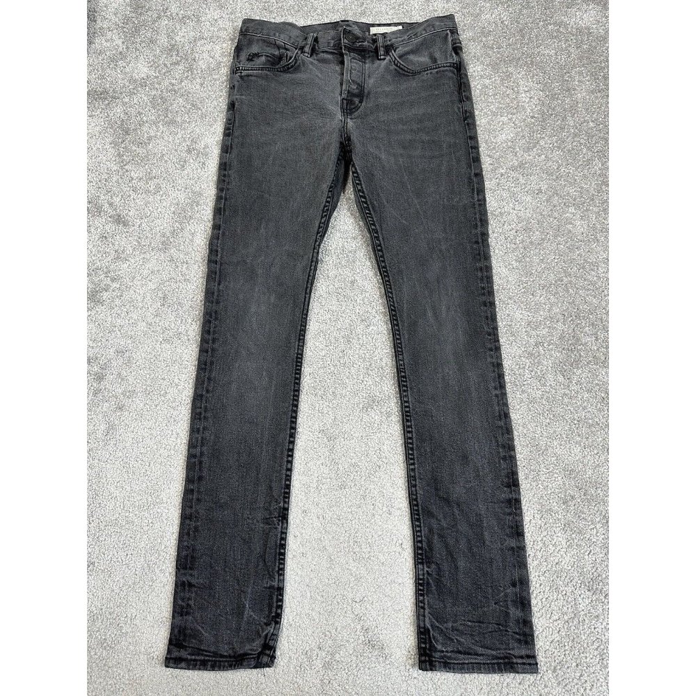 All Saints Cigarette Jeans Mens 30 Actual 31x30.5 Black Gray Button Fly Stretch